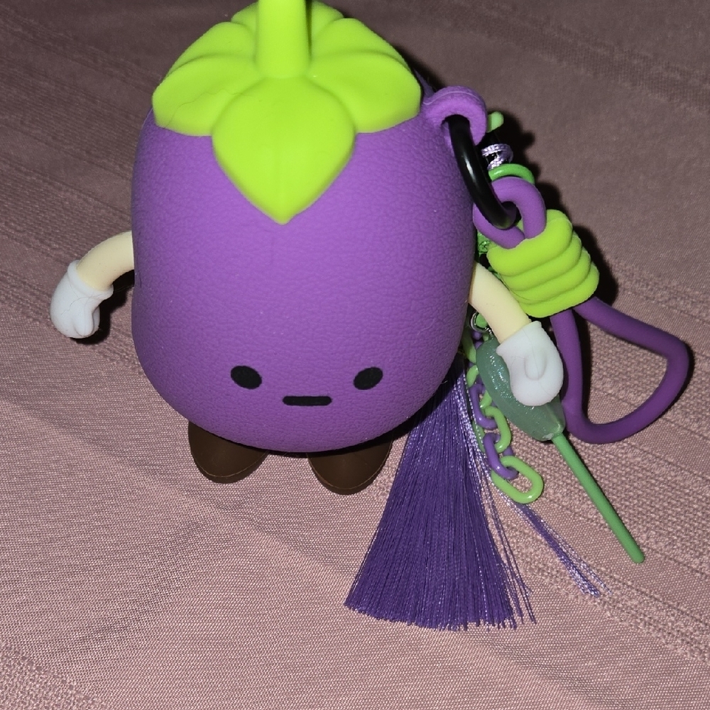 Cute Purple Eggplant Character Keychain